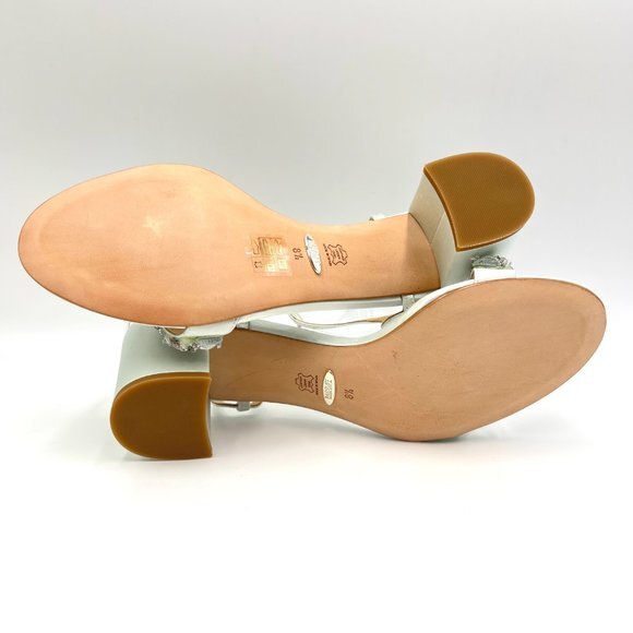 Badgley Mischka Size 8.5 Light Pastel Blue Green Satin Dress Sandals Heels Shoes - Picture 11 of 15